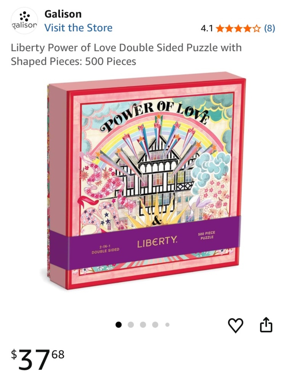 PICK ANY 3 ITEMS FOR $10 - Galison “Power of Love" 500-Piece Double-Sided Puzzle